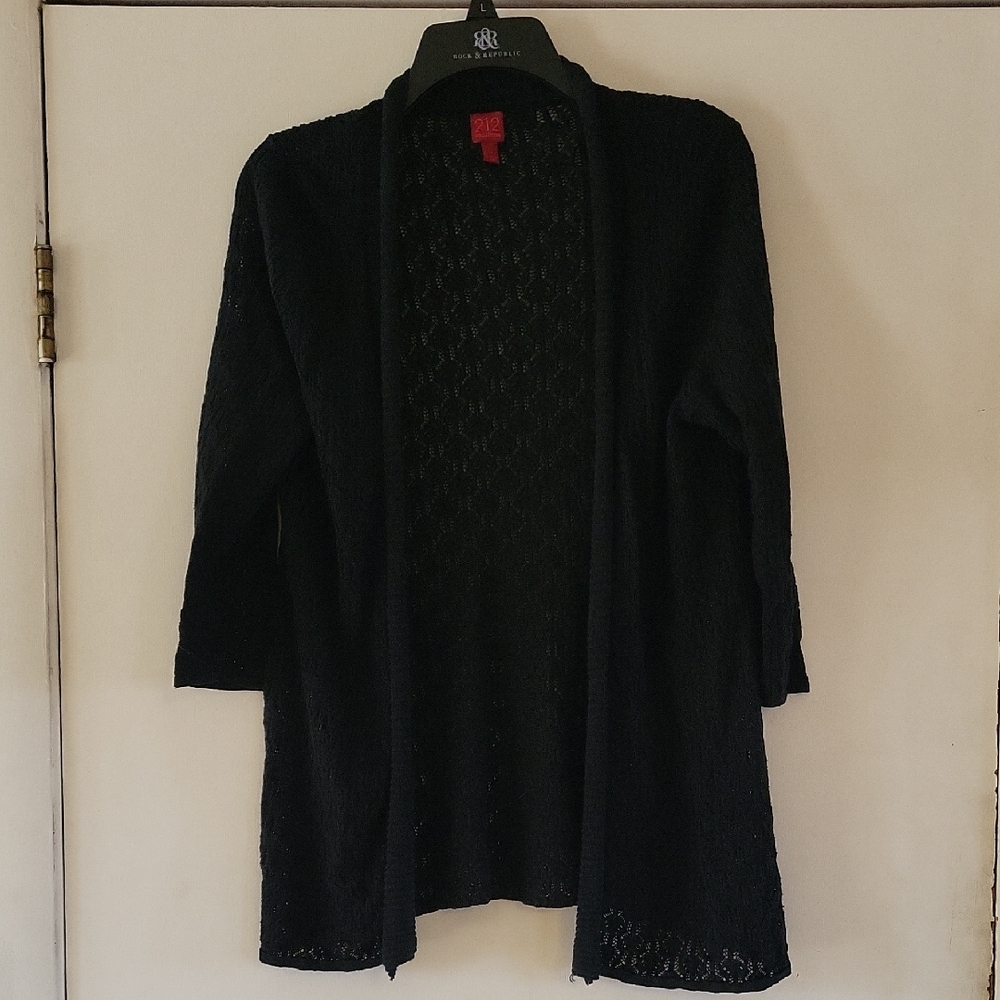 212 Collection Black Knit Lightweight Cardigan Sweater